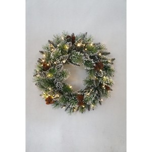 Snow-Covered Multicolored Pine Needle PVC Mixed Front Door Fireplace Christmas Wreath Vine Decoration - 1 of 1