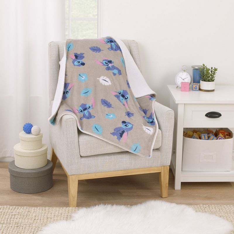 Disney Stitch Gray, Blue, Aqua, and White Super Soft Plush Cuddly Plush Baby Blanket, 4 of 5