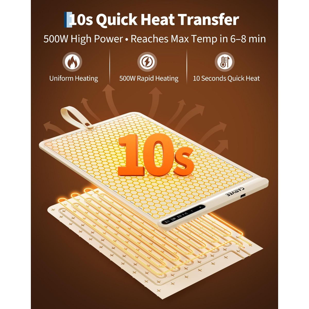 25x16 Inch Silicone Electric Food Warming Mat with 8-Temp Control & Auto Shut-Off, 500W Countertop Buffet Warmer for Parties & Home - thumbnail 3