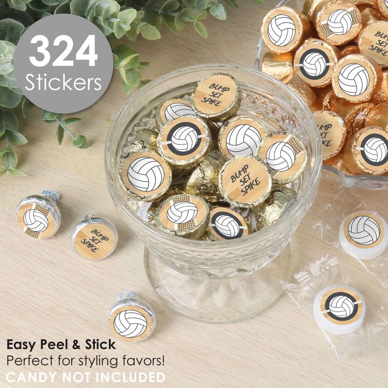 Big Dot of Happiness Bump, Set, Spike - Volleyball - Baby Shower or Birthday Party Small Round Candy Stickers - Party Favor Labels - 324 Count, 2 of 8