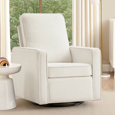 Oatmeal Boucle Fabric Nursery Swivel Glider Chair