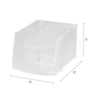 Clear Jumbo Stackable Plastic Storage Bins with Open Front