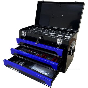 3 Drawers Tool Box, Portable Tool Chest Organizer with 439-Piece Tool Set, Metal Toolbox with Ball-Bearing Drawer Slides, Tools Organizer - 1 of 4