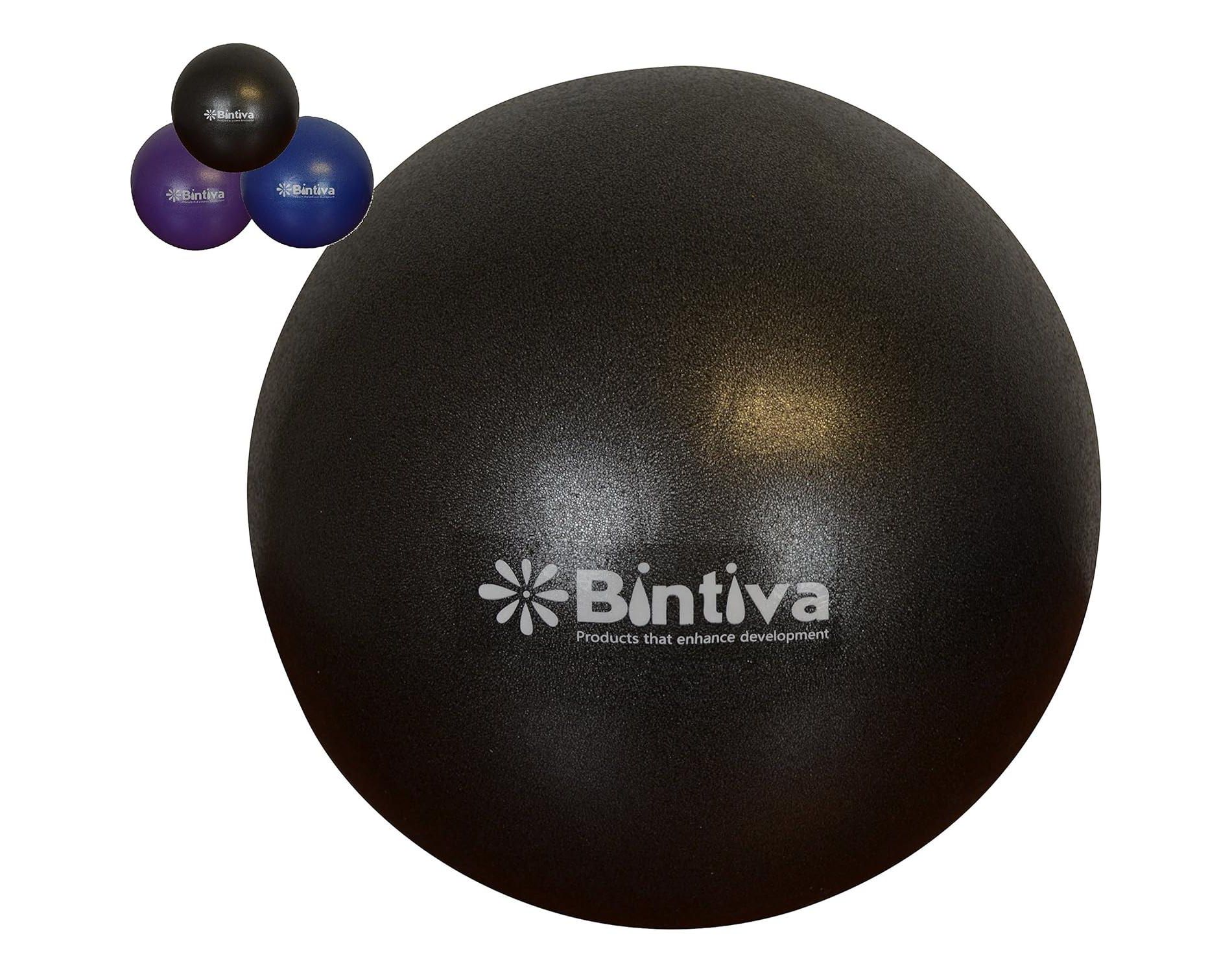 Bintiva Mini Pilates Ball – Core Strength & Stability Trainer with Textured Grip, 7–9" Inflatable Diameter, Black