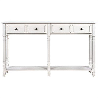 XINGHANZHENXUAN Console Table with 2 Drawers & Shelf, Easy Assembly Sofa Table for Living Room & Entryway, Distressed Wood Finish
