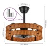 Rennnsan Envelle 19"W 4-Light Drum Woven Ratten Boho Dimmable Ceiling Fan in Black - 3 of 4