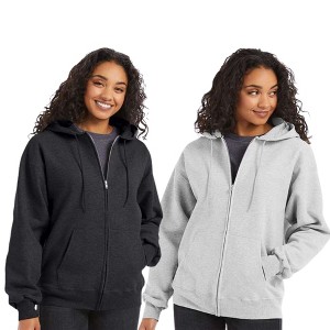 EG PRO Women's Hoodies Full Zip Hooded Sweatshirt Ultimate Cotton - 2 Pack - 1 of 4