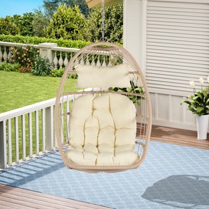 Outdoor Swing Egg Chair,Garden Rattan Hanging Egg Chair With Water Resistant Cushion,Egg Chair For Patio,Garden-Cuddlewood - 1 of 4