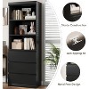 Garvee Modern Black 70" Tall Bookcase with 3 Drawers and 3 Open Shelves, Glossy Farmhouse Bookshelf Storage Cabinet - 2 of 4