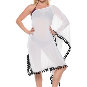 LA LEELA Women's Summer Holiday Swimwear Short Swim Suit Loose Beach Wear Dress Coverups Bathing Suit Cover-up - 1 of 4