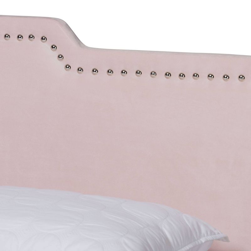 Benjen Glam Velvet Fabric Upholstered Panel Bed - Baxton Studio, 5 of 9