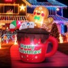 Itopfox 6ft Gingerbread Christmas Inflatable Hot Cocoa Mug with LED Lights 1 Piece Outdoor Holiday Decoration for Garden Lawn Patio - 2 of 4