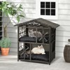 Tangkula Outdoor Rattan Cat House 2-Tier Wicker Windows Removable Cushions Large Entrance - 4 of 4