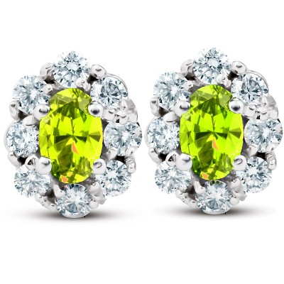 Pompeii3 3 Ct Citrine & Diamond Halo Studs 14k White Gold