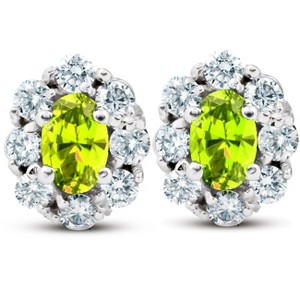 Pompeii3 3 Ct Citrine & Diamond Halo Studs 14k White Gold - 1 of 4