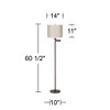 Regency Hill Swing Arm Floor Lamp 60.5" Tall Bronze Embroidered Hourglass Off White Fabric Drum Shade for Living Room Reading Bedroom - 3 of 3