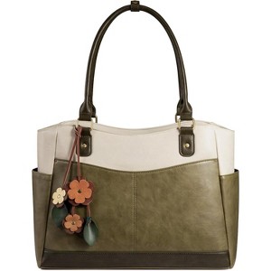 Leather Vintage Work Tote Bag Computer Office Teacher Bag with Large Cup Holder - 1 of 4