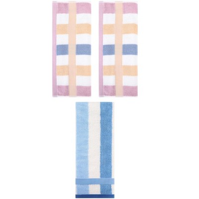 REGALWOVEN 3 Pack Striped Cotton Bathroom Decorative Hand Towels 13" x 29"