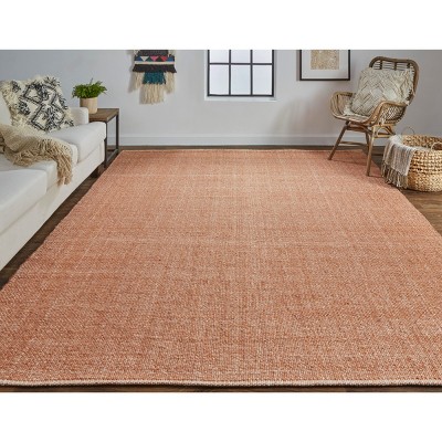 Orange 5' x 8' Flat Woven Chenille Area Rug