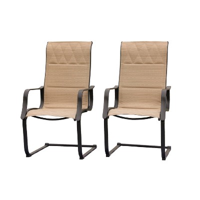 2pc Steel Patio Accent Chairs Cream - Lokatse