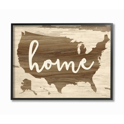 11"x1.5"x14" Distressed Wood U.S.A Map Framed Giclee Texturized Art - Stupell Industries