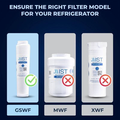 Mist GSWF White Carbon Refrigerator Water Filter 3-Pack