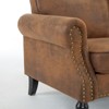GlasFlength Nailhead Sofa, Upholstered 2 Seater Sofal Faux Leather Couch with Wooden Leg for Living Room, Brown, 82.68"*32.28"*32.25" - 2 of 4