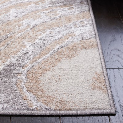 Amelia 8' x 10' Gray Beige Hand-knotted Synthetic Area Rug
