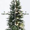 LuxenHome 4Ft Pre-Lit Green and Flocked Artificial Christmas Tree in Black Planter Pot - 4 of 4