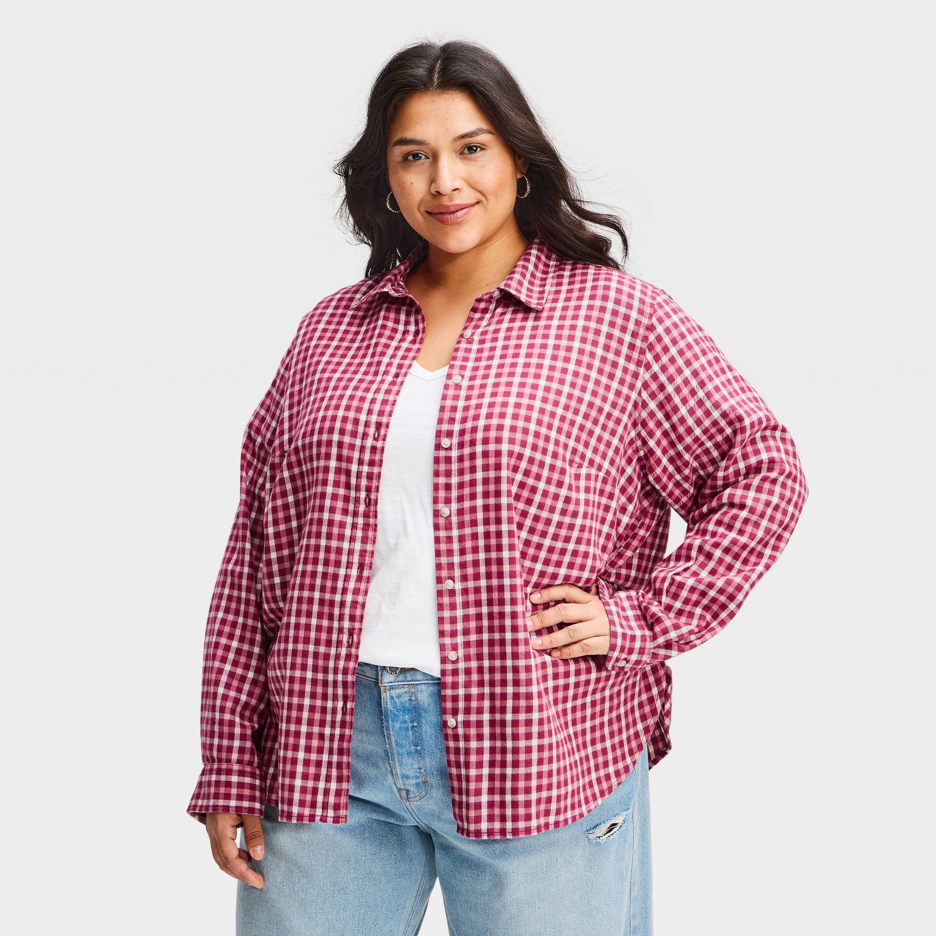 Women's Long Sleeve Relaxed Fit Flannel Button-Down Shirt - Universal Thread™