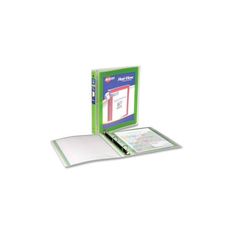 Avery Flexi-View Binder with Round Rings, 3 Rings, 1" Capacity, 11 x 8.5, Green, 2 of 8
