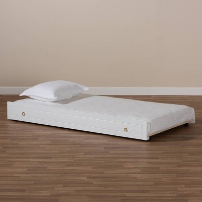 Alya White and Gold Twin Wood Trundle Bed Frame