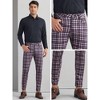 Lars Amadeus Men's Flat Front Stretch Slim Fit Color Block Gingham Plaid Checked Trousers Dress Pants - 4 of 4