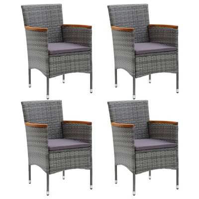 VidaXL Patio Dining Chairs 4 pcs Poly Rattan Gray