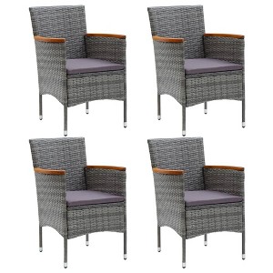 VidaXL Patio Dining Chairs 4 pcs Poly Rattan Gray - 1 of 4