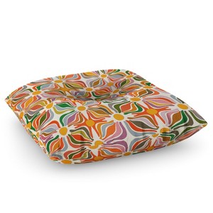 evamatise Abstract Flowers Summer Holiday Square Floor Pillow - Deny Desings - 1 of 4