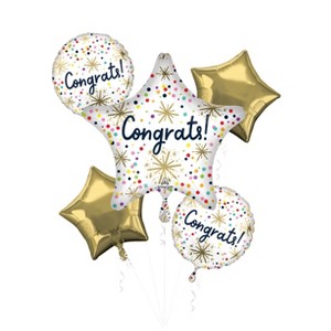 Anagram 5ct Pre-Inflated Helium Congrats Foil Balloon Bouquet - 1 of 3