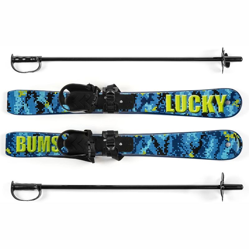 Lucky Bums Toddler Kids Beginner BPA Free Plastic Snow Skis with Adjustable Bindings for Toddler Boots Sizes 4 to 7, for Children 4 and Under, Blue, 1 of 6