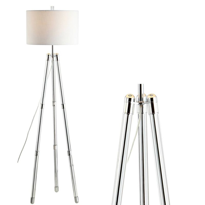 60&#34; Metal/Crystal Surveyor&#39;s Tripod Floor Lamp (Includes LED Light Bulb) Chrome - Jonathan Y, 1 of 7