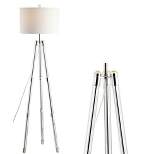 60" Metal/Crystal Surveyor's Tripod Floor Lamp (Includes LED Light Bulb) Chrome - Jonathan Y