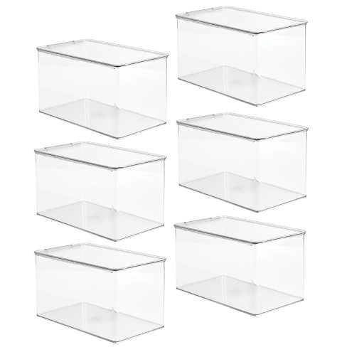7" High Clear 2 Pack mDesign Stackable Closet Storage Bin Box with Lid 