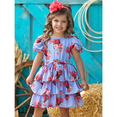 Bluebell Gingham Floral Casual Dress Mia Belle Girls