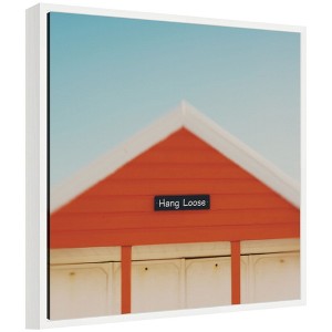 Kate and Laurel Framed Canvas Wall Art Print Hang Loose by Laura Evans, 22 x 22 Sylvie White Frame, Coastal, Beach Art for Wall Decor - 1 of 4