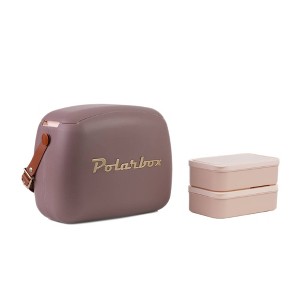 Polarbox Retro Vintage Design 6 Cans/6qt Portable Cooler Hard-Sided Bag - Mulberry/Gold - 1 of 3