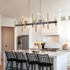 LLHZSY Linear Pendant Chandelier 56 7/10" Wide Modern 8-Lights Candlestick Fixture for Dining Room House Kitchen Island -Black+Gold/Black/Gold - 3 of 4