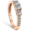 Pompeii3 1ct 3 Stone Diamond Engagement Ring 14K Rose Gold - 3 of 4