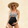 Women's Chic Checkered Maternity Twist-Front One-Piece Swimsuit - Cupshe - 2 of 3