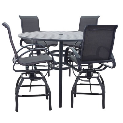 Courtyard Casual Santa Fe 5 pc Balcony Height 48" Round Dining Set  Includes one 48" Balcony Table and Four Balcony Swivel Stools