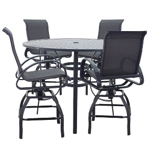 Courtyard Casual Santa Fe 5 pc Balcony Height 48" Round Dining Set  Includes one 48" Balcony Table and Four Balcony Swivel Stools - 1 of 4