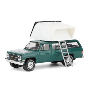 Greenlight 1/64 1990 Chevrolet Suburban, Green with Modern Rooftop Camper, The Great Outdoors Series 4 38080-E - 1 of 4